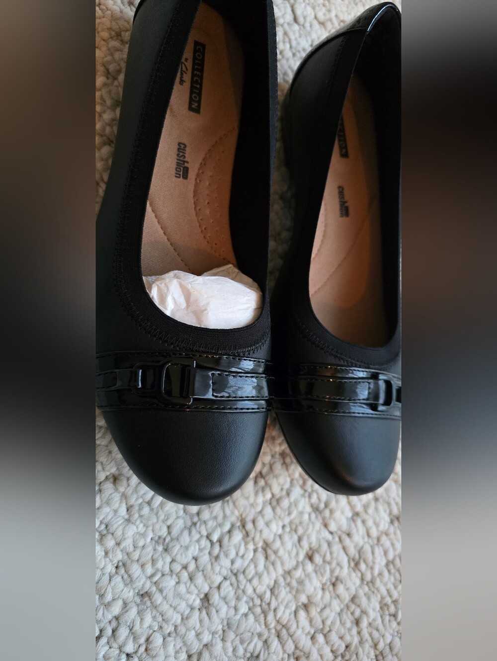 Clarks Black Kinzie Ballet Flats 8W NIB